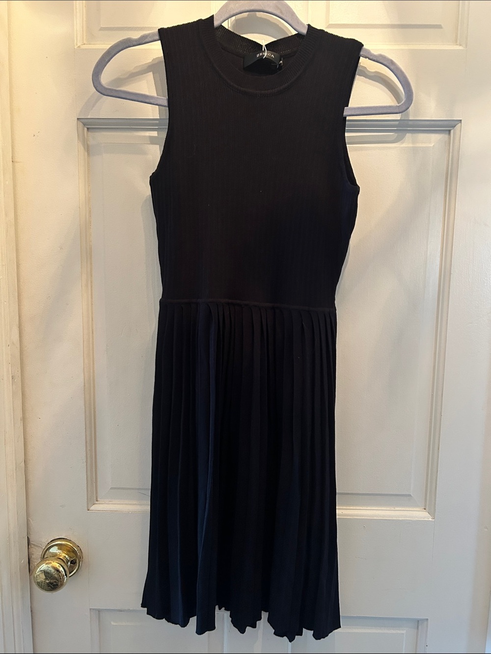 Sleeveless Pleated Black Sweater Dress - Classic Women's Dress